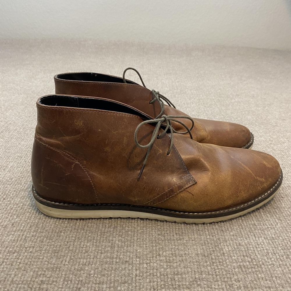 Crevo Alameda Chukka Boots Mens Size 12 Brown Leather Ankle Lined Casual